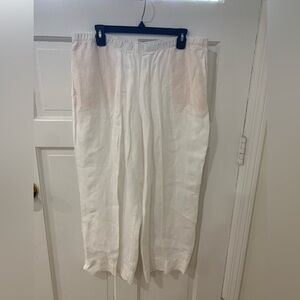 J Jill Love Linen White Wide Leg Pants Size Large Coastal Grandma Mature